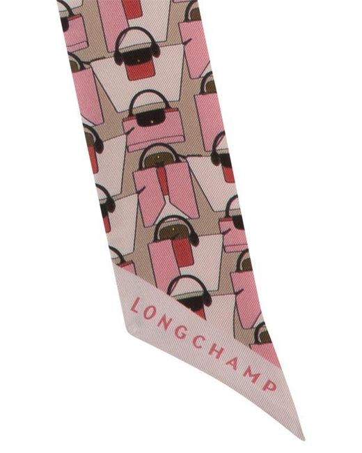 Longchamp Red Silk Scarf