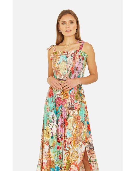 Yumi' Multicolor Patchwork Split Hem Maxi Dress