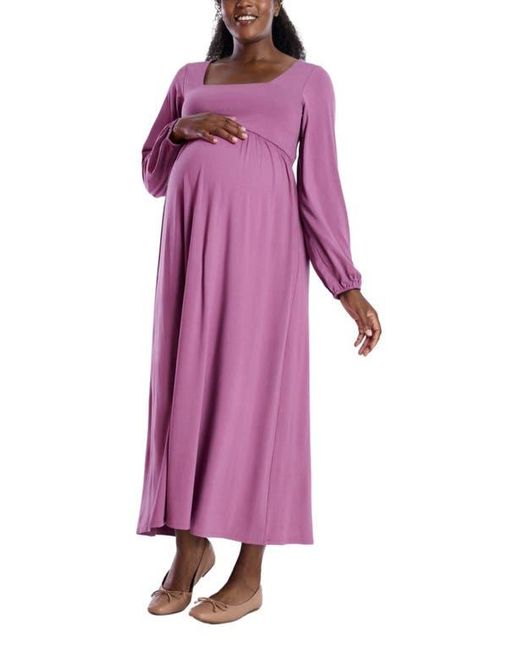 Motherhood Maternity Purple Long Sleeve Empire Waist Maxi Dress