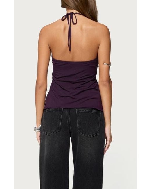 Edikted Blue Lorenna Split Front Halter Top
