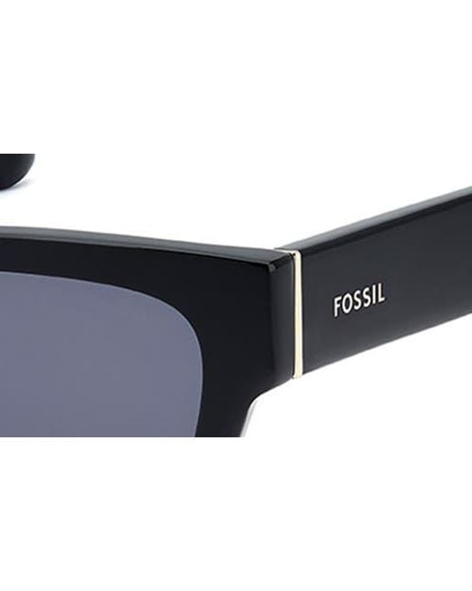 Fossil Blue 55Mm Rectangular Sunglasses