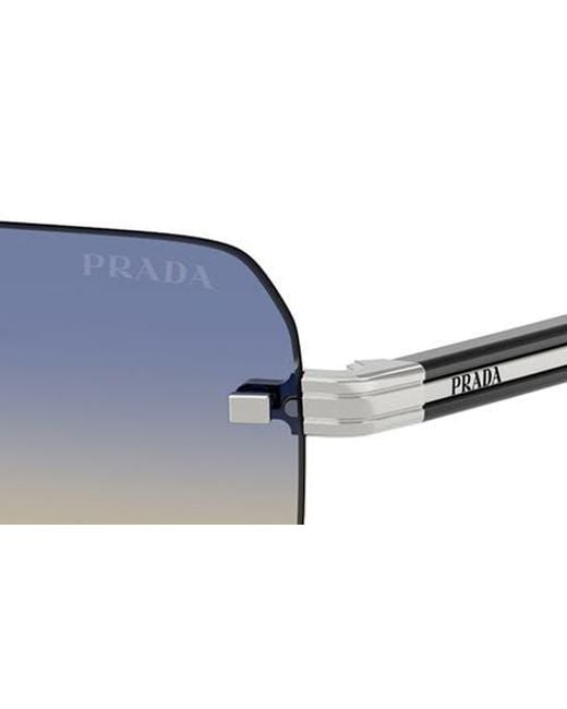 Prada Blue 55Mm Gradient Rectangular Sunglasses for men