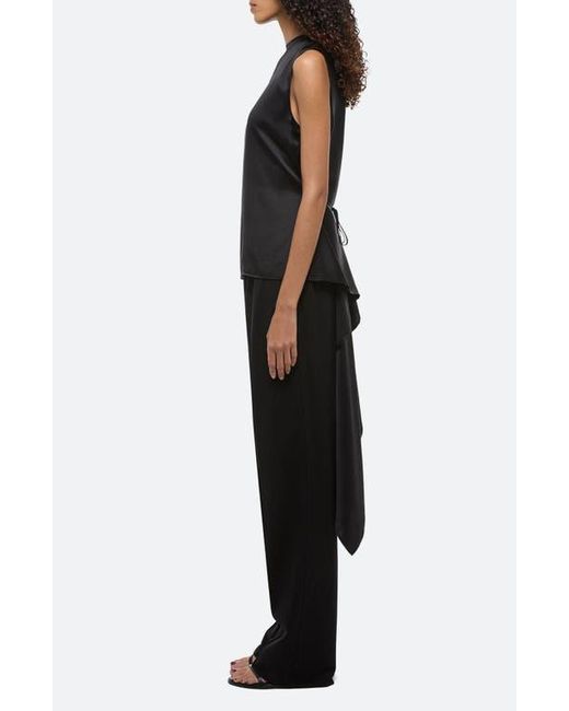 Helmut Lang Black Scarf Drape Detail Reversible Silk Top