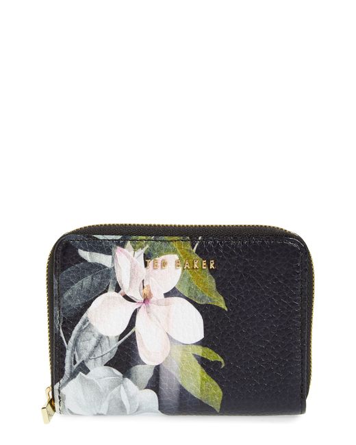 Ted Baker Black Baize Opal Floral Zip Around Wallet