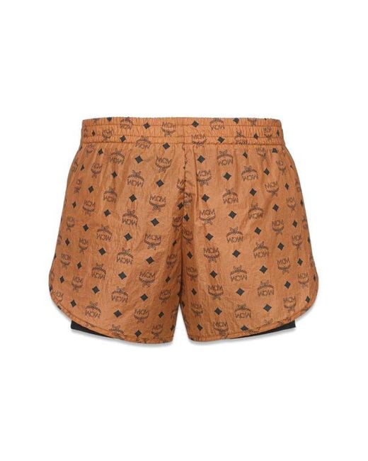 MCM Brown Monogram Print Shorts