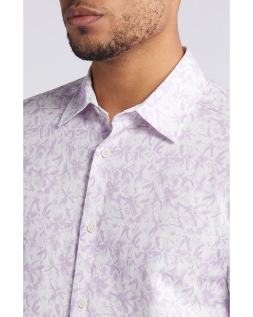 Ted Baker White Tavaro Abstract Floral Short Sleeve Button-up Shirt for men