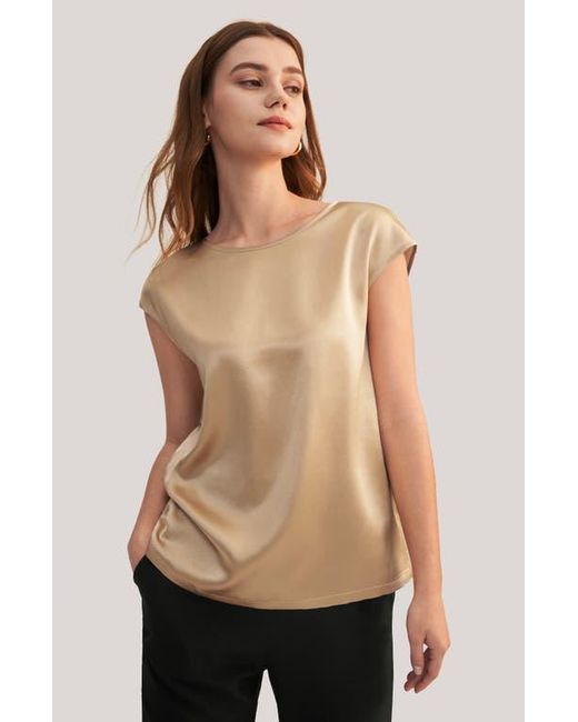 LILYSILK Natural Basic Cap Sleeves Silk Tee