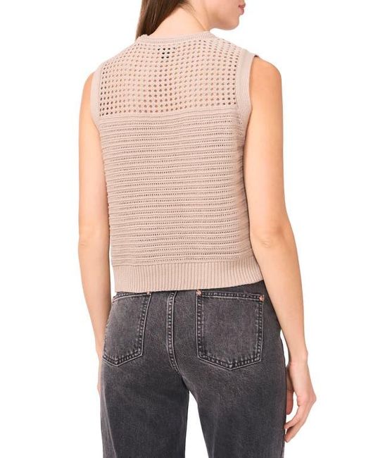 Halogen® Blue Open Stitch Sleeveless Cotton Side Button Sweater