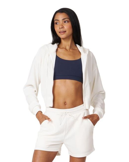 Rebody Active White Retreat Waffle Zip Up Jacket