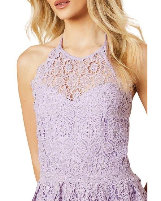 Oasis Purple Lace Detail Halterneck Midi Dress