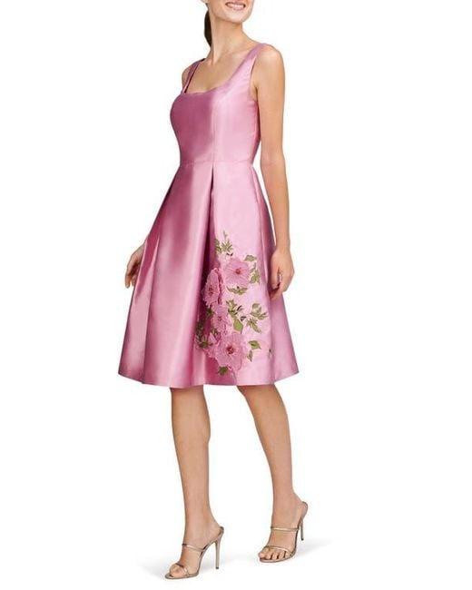 Kay Unger Pink Rebekah Sleeveless Satin Cocktail Dress