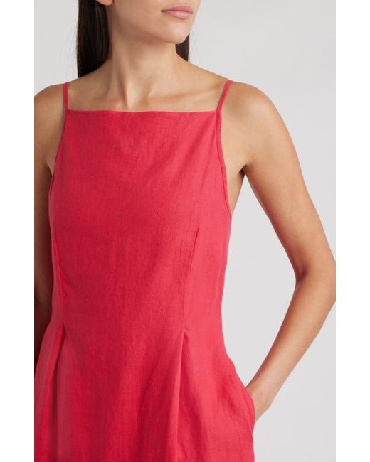 madewell red linen dress Madewell Poplin Smocked Maxi Dress