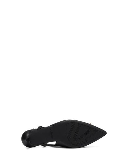 Clarks Black Zarey Bow Pointed Toe Slingback Pump