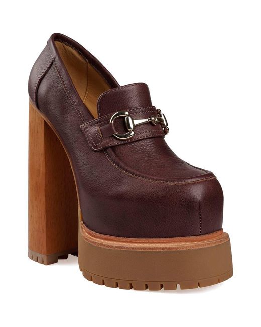 Zigi Brown Thai Platform Bit Loafer Pump