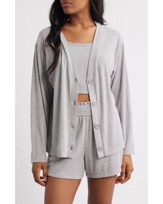 Open Edit Gray Comfy Thermal Shortie Pajamas