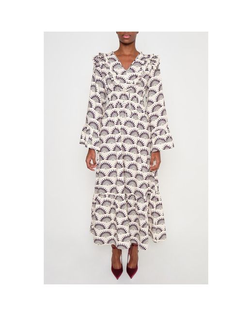 The Lulo Project White The Chaos Petal Print Long Sleeve Maxi Dress