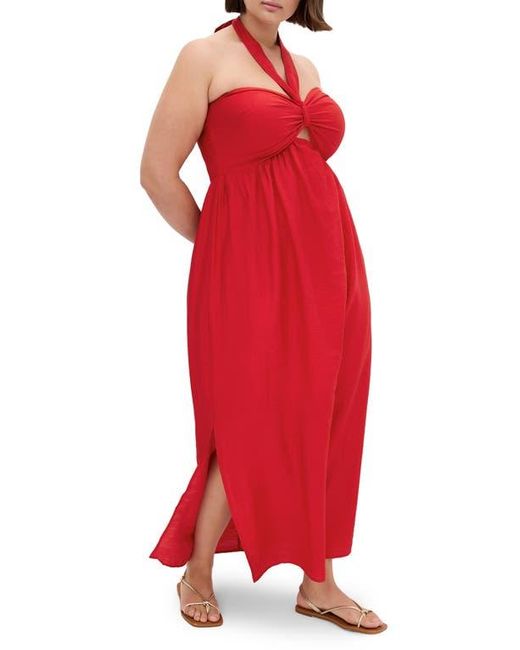City Chic Red Peta Serene Convertible Strapless Maxi Dress