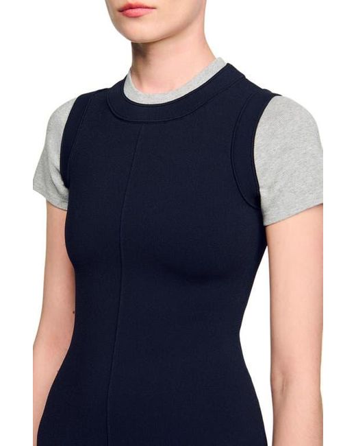Sandro Women's Blue 2-In-1 Short Knit Dress