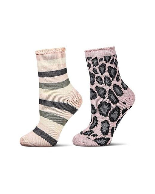 Memoi White Assorted 2-Pack Terry Cushioned Crew Socks