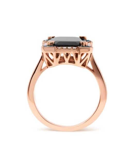 Haus of Brilliance Black 14K Onyx & 1/5 Ct Diamond Halo Cocktail Ring