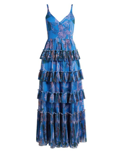 Hutch Blue Freya Tulle Plissé Ruffle Gown