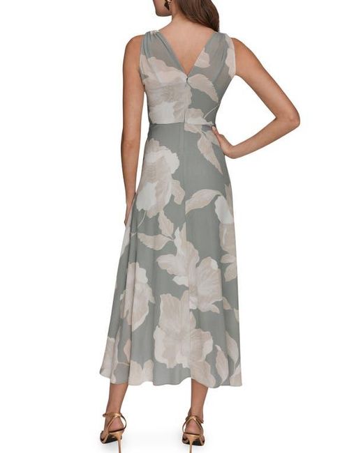 Donna Karan Women's Brown Faux Wrap Midi Dress