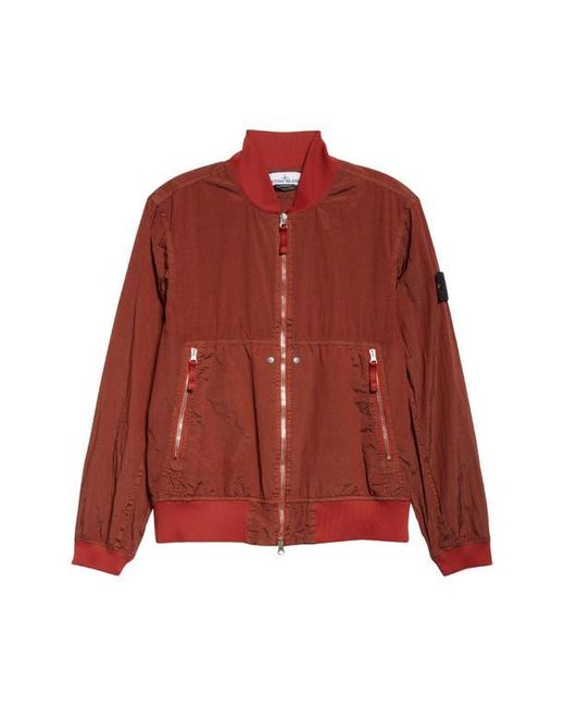 Stone Island Red Water Resistant Econyl Regenerated Nylon Bomber Jacket for men