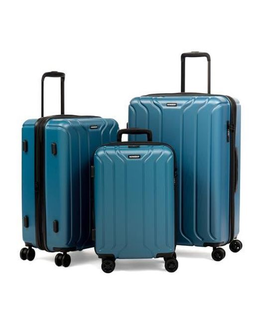 NONSTOP Blue New York 3-Piece Expandable Spinner Luggage Set And 3-Piece Packing Cube Set