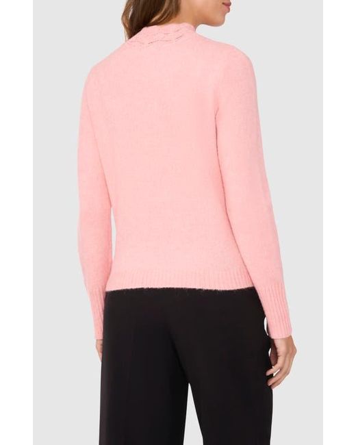 Halogen® Pink Pointelle Mock Neck Sweater