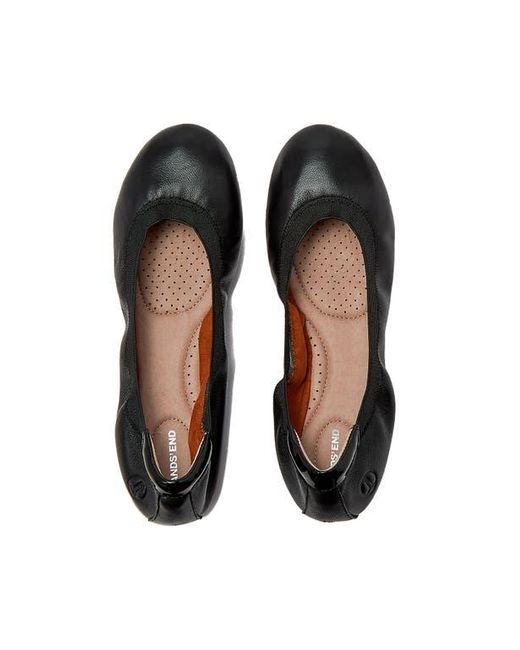 Lands' End Black Comfort Elastic Slip On Ballet Flat Shoes