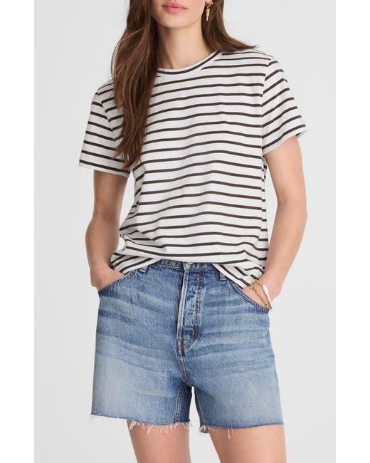 Madewell Blue Perfect Stripe Cotton Crewneck T-Shirt