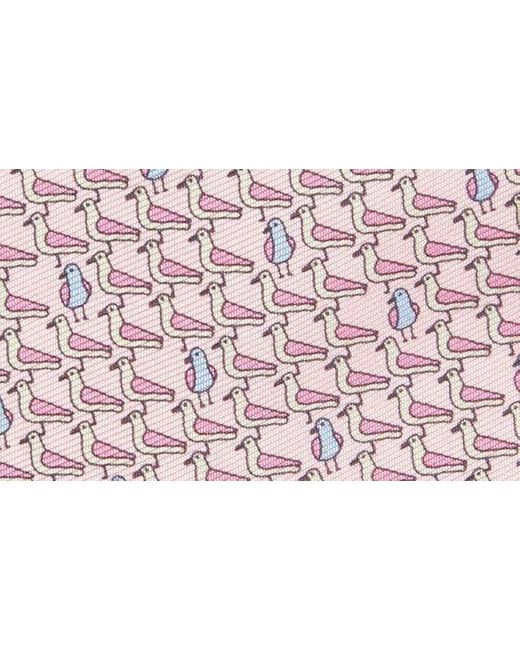 Zegna Pink Seagull Print Silk Tie for men