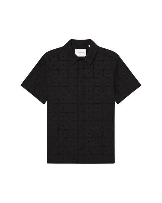 Les Deux Black Hector Broderie Anglaise Short Sleeve Button-Up Shirt for men