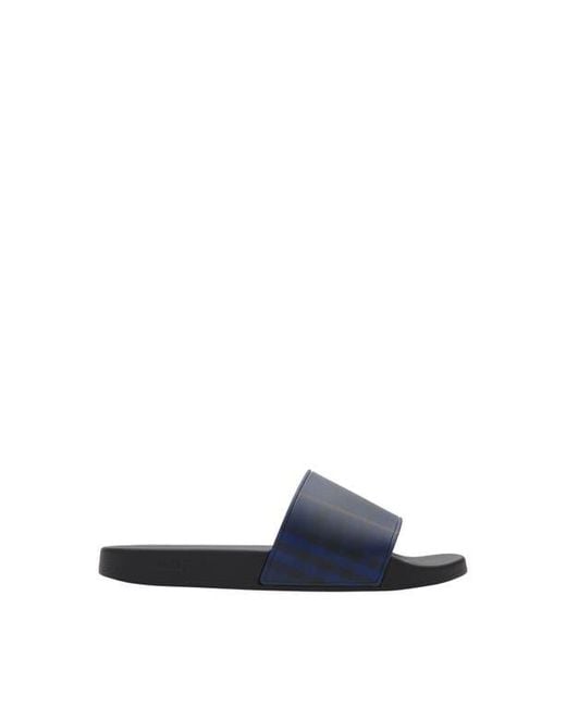 Burberry Blue Check Slides for men