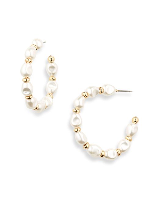 Nordstrom White Imitation Pearl Hoop Earrings