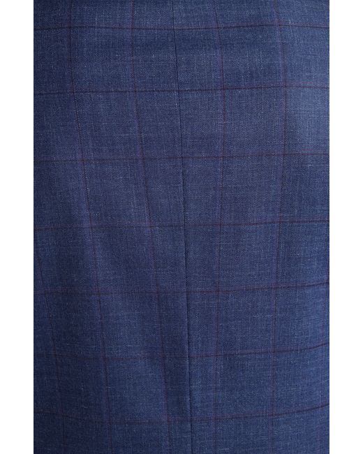 Peter Millar Blue Flynn Classic Windowpane Check Wool & Silk Blend Sport Coat for men