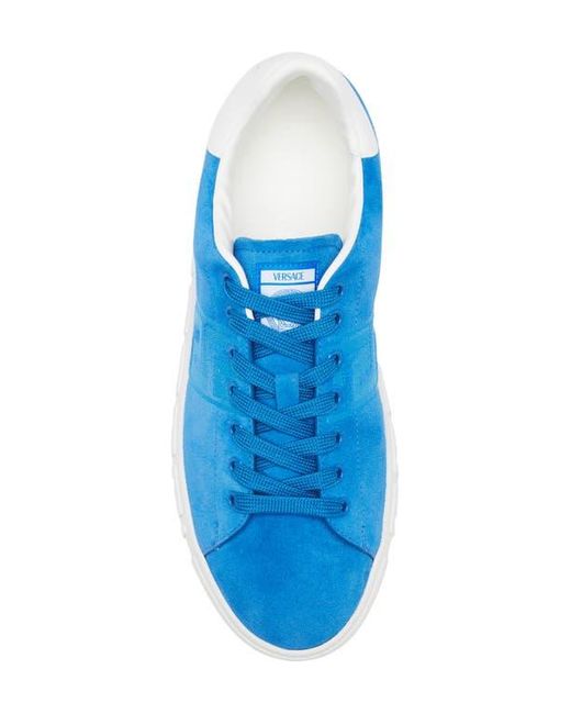 Versace Blue Greca Suede Low Top Sneaker for men