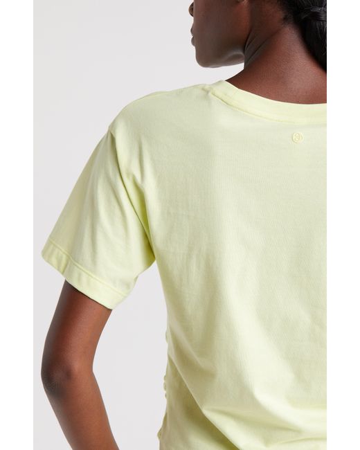 Zella Yellow Adjustable Ruched Pima Cotton T-shirt