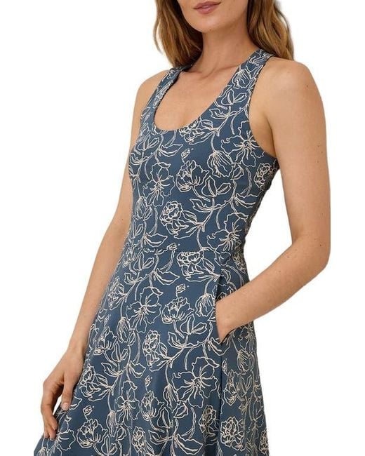 Pact Organic Cotton Fit & Flare Open Back Maxi Dress in Blue | Lyst