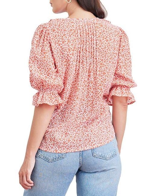 Paneros Clothing Red Chloe Cotton Ruffle Shirt