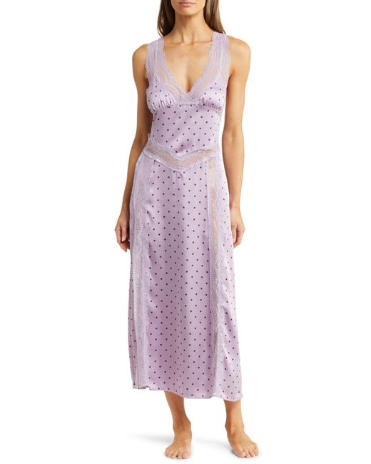 Free People Purple Bad For You Print Lace Nightgown