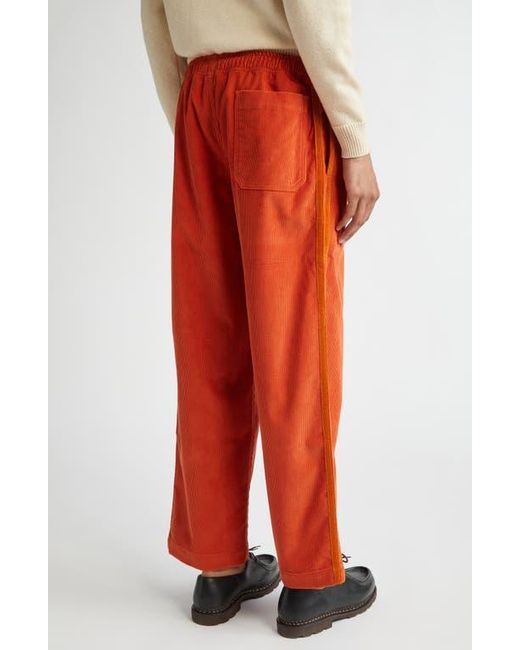Bode Red Stripe Trim Corduroy Track Pants for men