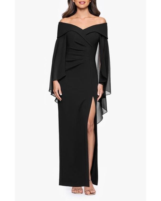 Xscape Evenings Women's Black Off The Shoulder Capelet Cocktail Dress -  www.disolcolor.com