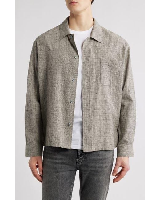 FRAME Gray Textured Cotton & Linen Button-Up Shirt for men