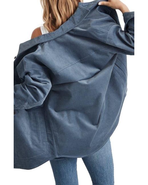 Madewell Stretch Twill Oversize Shirt Jacket in Blue Lyst