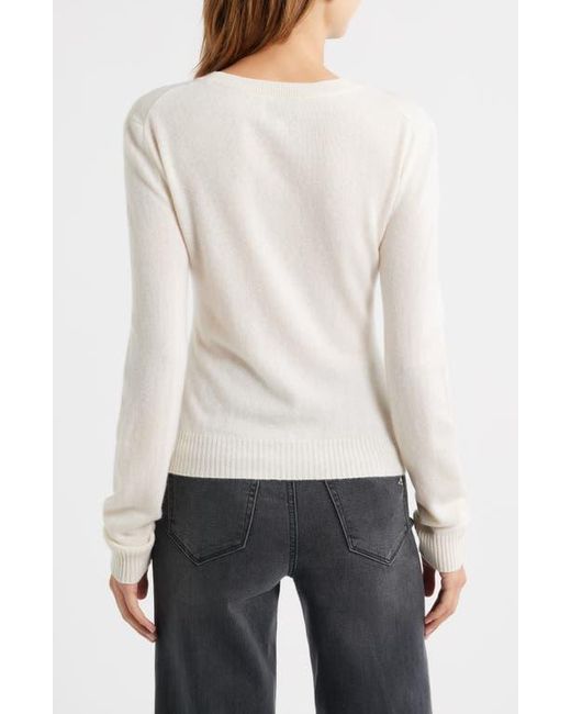 Reformation White Lian Crewneck Cashmere Sweater