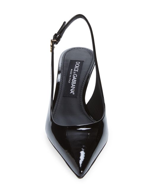Dolce & Gabbana Black Lollo Patent Leather Slingback Pump