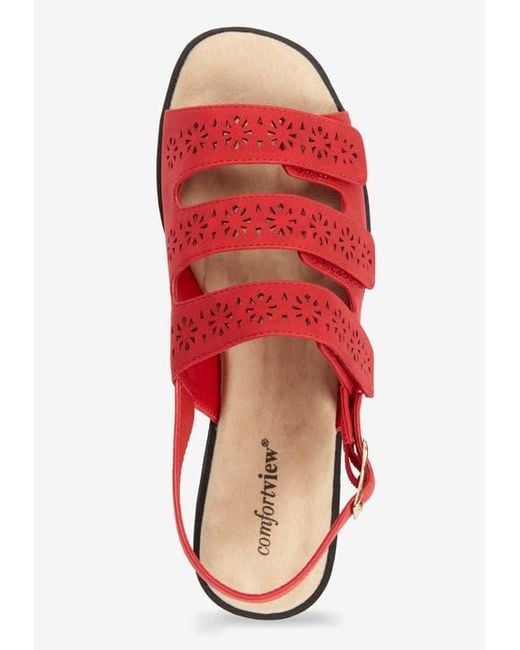 Comfortview Red The Sutton Suede-Like Adjustable Sandal