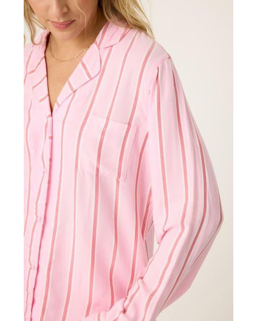Pj Salvage Pink Stripe Hype Pajamas & Head Wrap Set