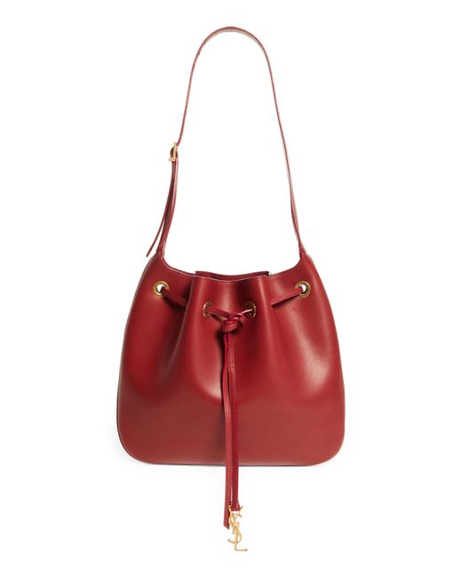 Saint Laurent Medium Paris Vii Leather Hobo Bag in Red | Lyst